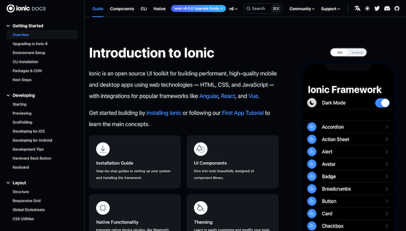 Ionic dark mode